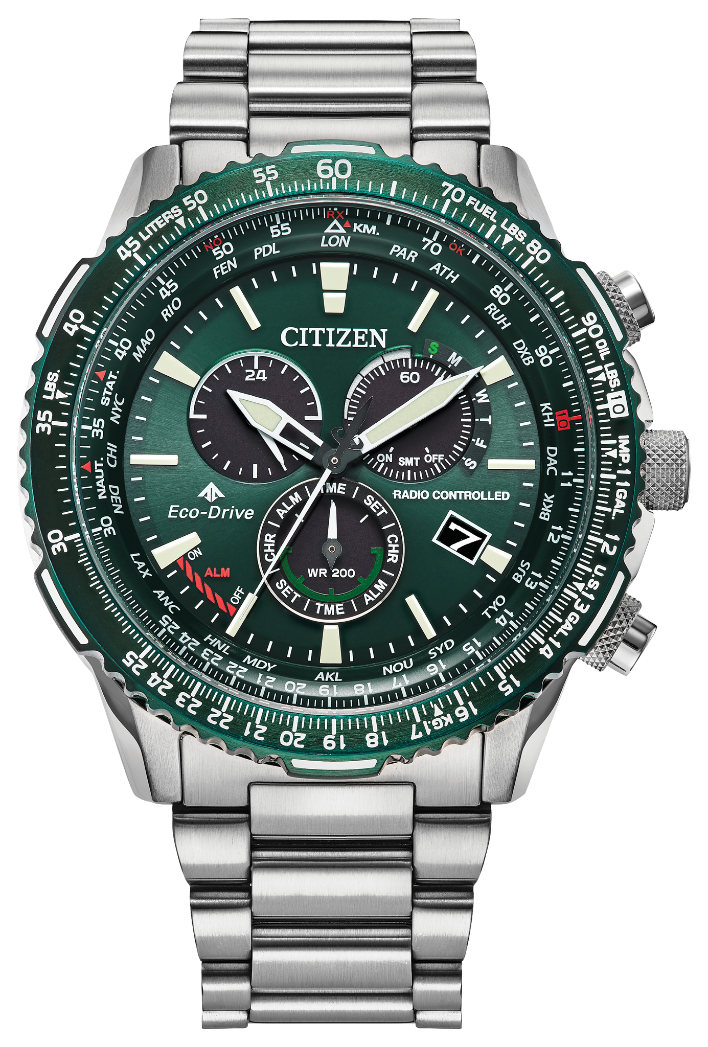 Promaster Air A-T Green Dial Stainless Steel Bracelet CB5004-59W | CITIZEN